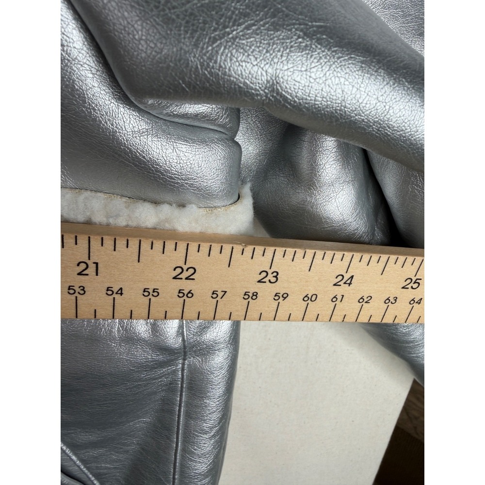 New A New Day Women's Metallic Sherpa Lined Jacket Size Large Silver - Picture 4 of 7